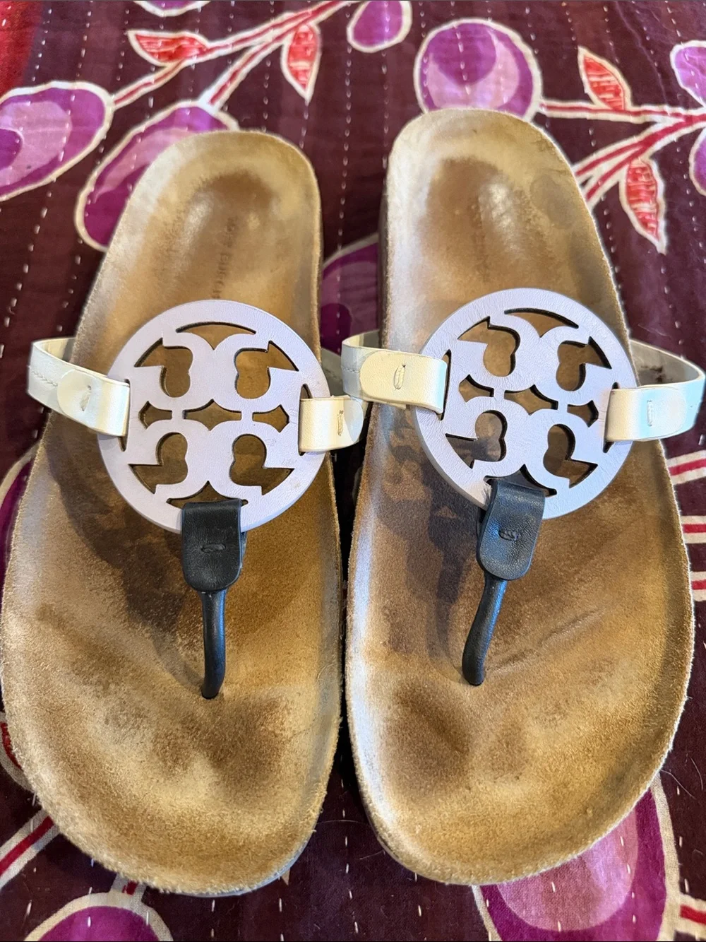 Tory Burch Cloud Miller Lavender/Black/Ivory Logo Thong Sandals 10.5